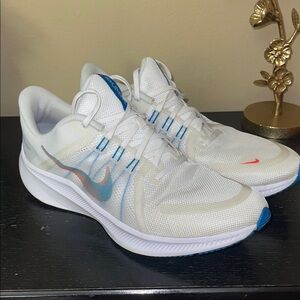 Nike White and Blue Athletic Sneakers